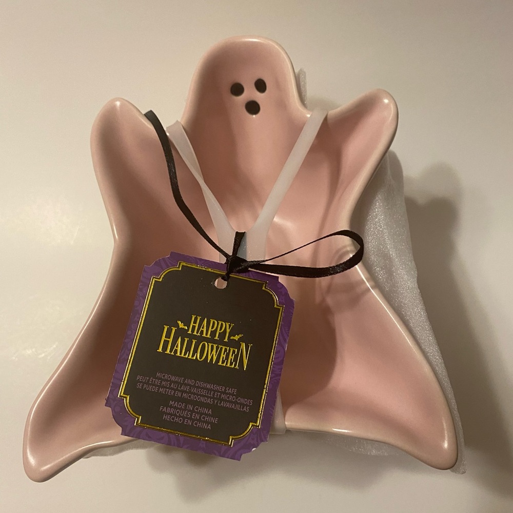 Global Concepts Designs Happy Halloween Pink Ghost Serving Dishes Set of 2